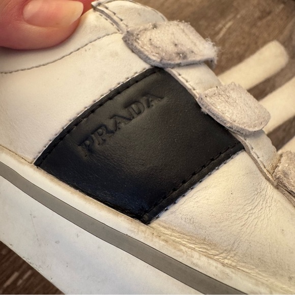 Prada Kids' Toddler Leather Low Top Sneakers - White - Size: 2 or 2.5 - Picture 2 of 14